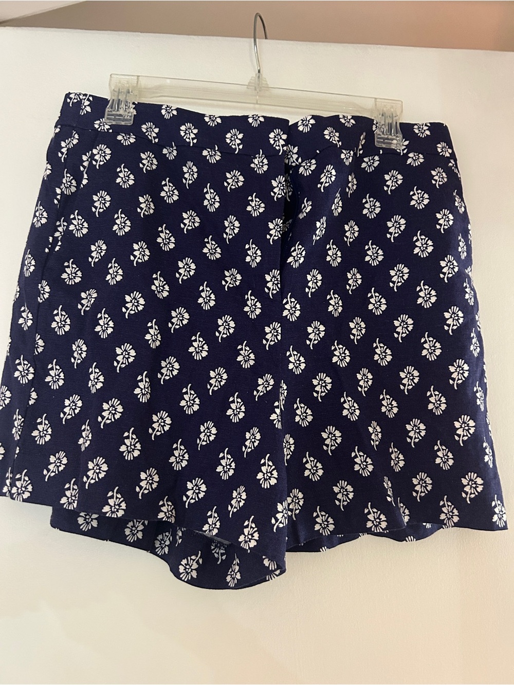 J. Crew Navy Floral Skort with White Motif